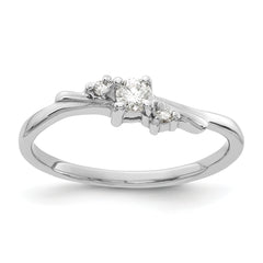 14k White Gold Polished AA Diamond ring