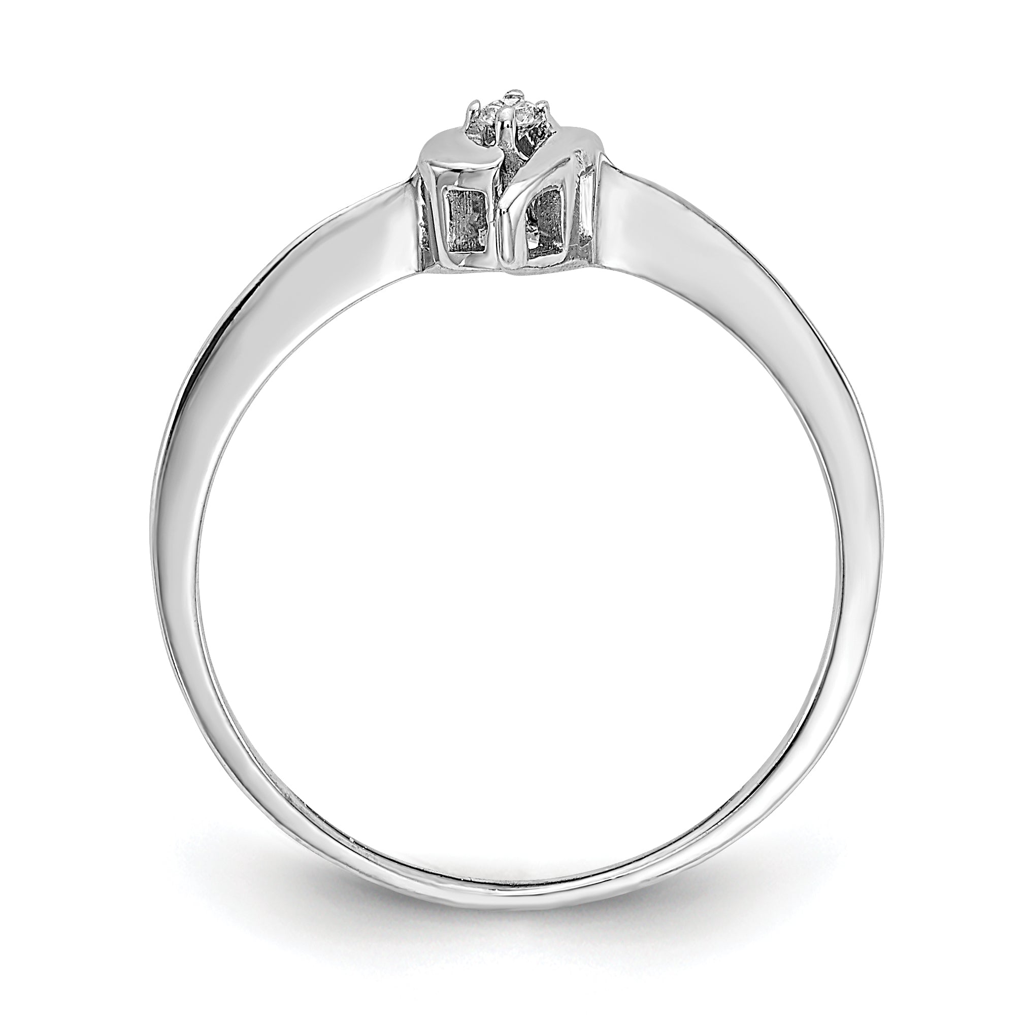14k White Gold Polished AA Diamond Ring