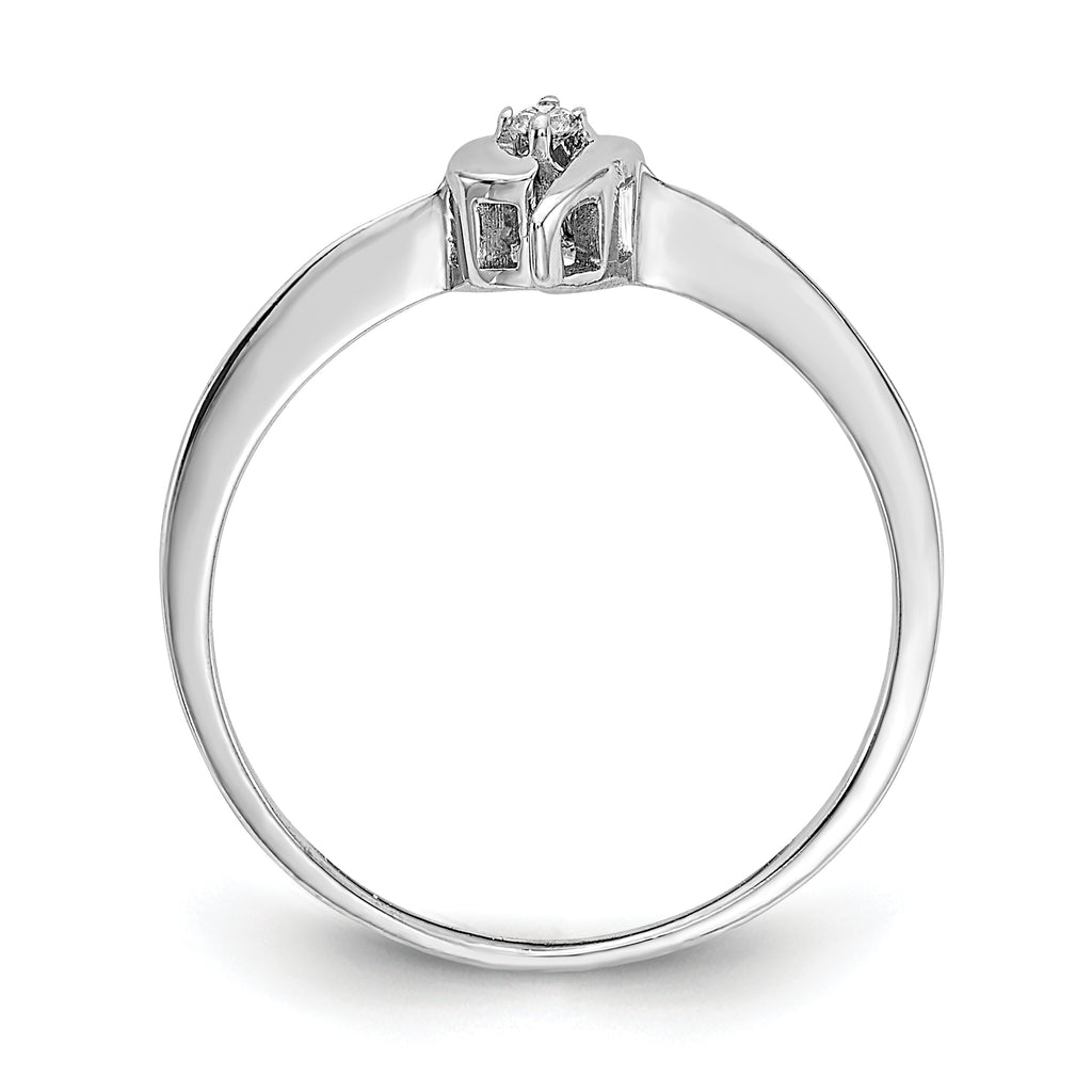14k White Gold Polished AA Diamond Ring