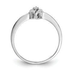 14k White Gold Polished AA Diamond Ring