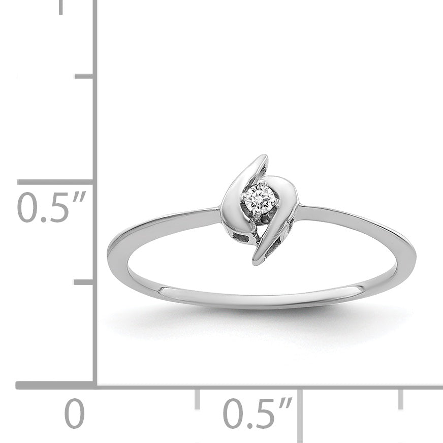 14k White Gold Polished AA Diamond Ring
