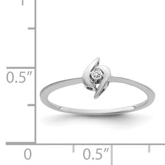 14k White Gold Polished AA Diamond Ring