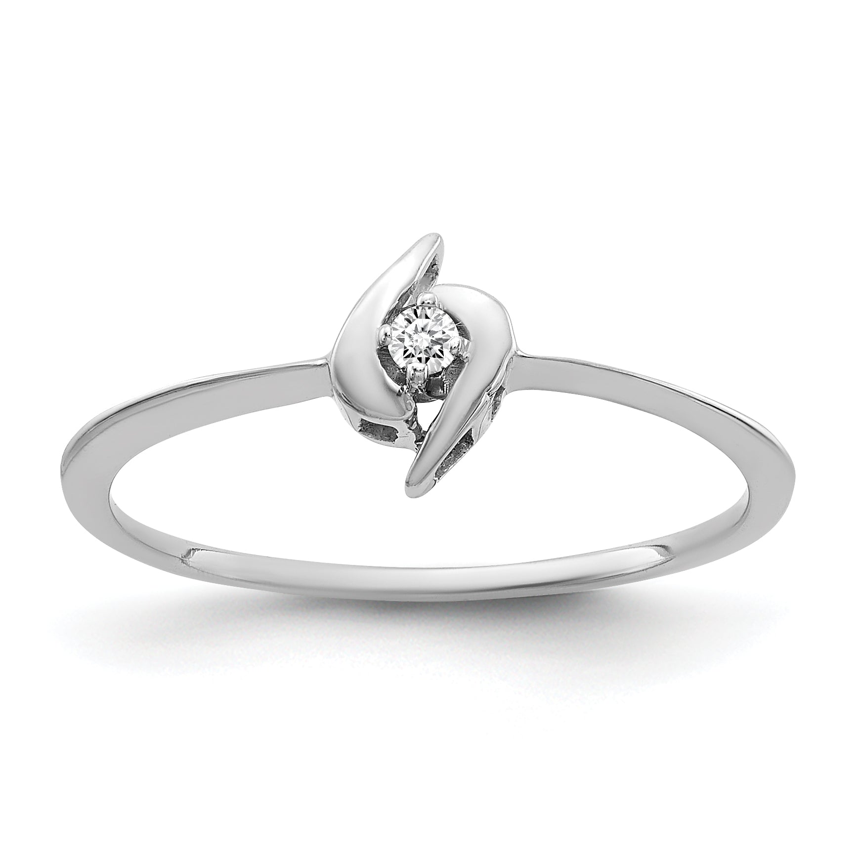 14k White Gold Polished AA Diamond Ring Main image