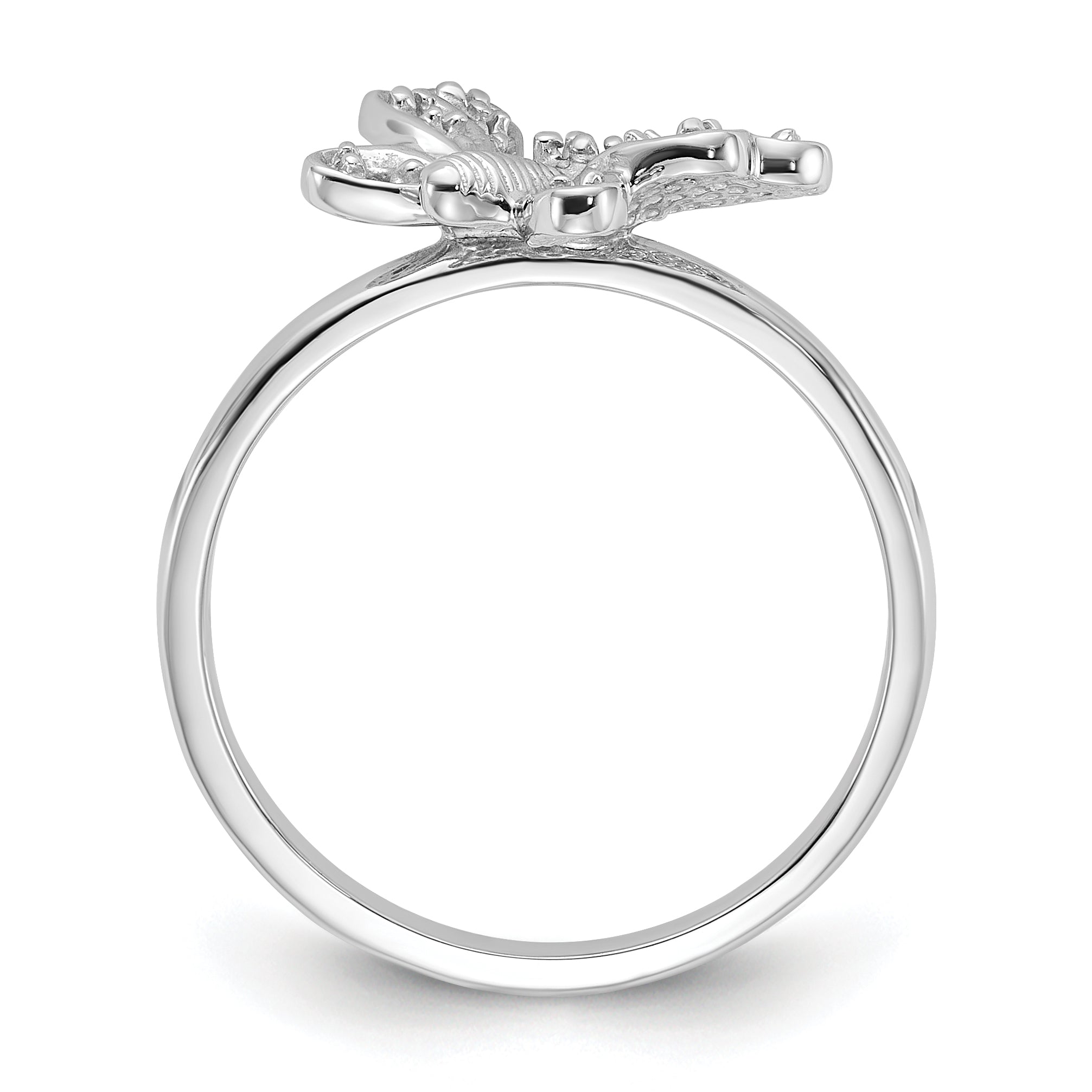 14k White Gold Polished .10ct. Diamond Butterfly Ring Mounting (No Stone Included)