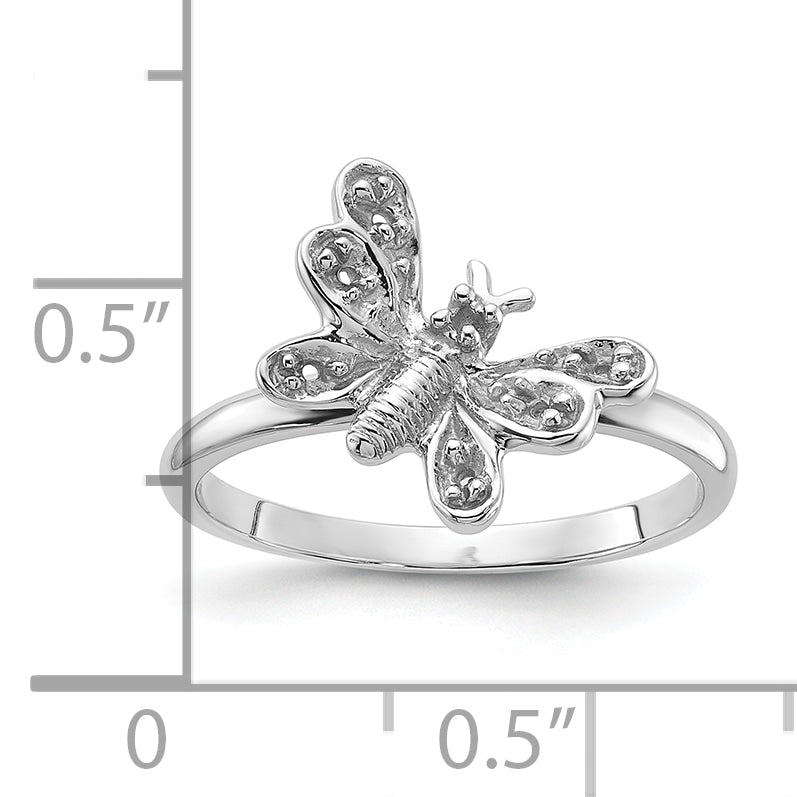 14k White Gold Polished .10ct. Diamond Butterfly Ring Mounting (No Stone Included)