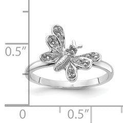 14k White Gold Polished .10ct. Diamond Butterfly Ring Mounting (No Stone Included)