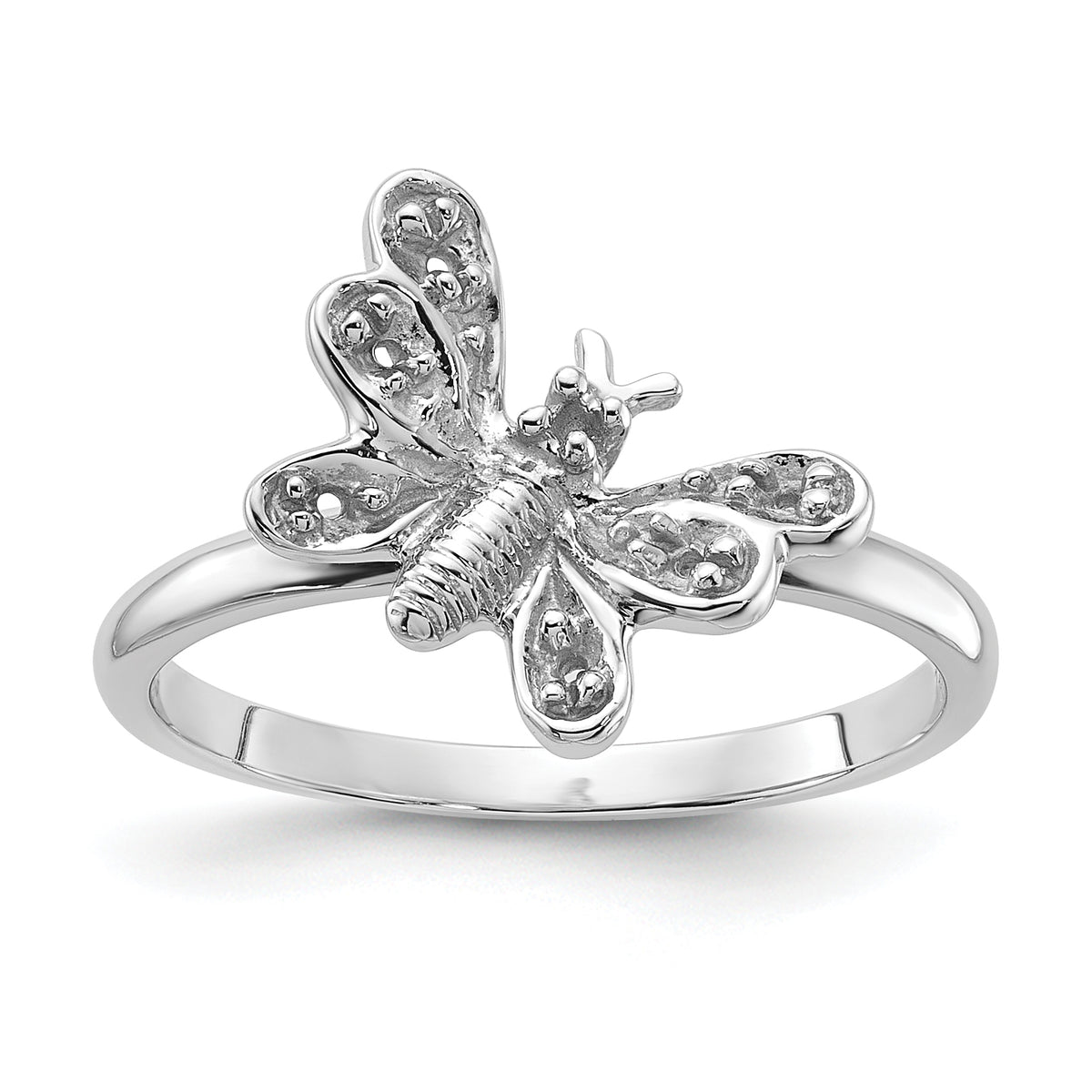 14k White Gold Polished .10ct. Diamond Butterfly Ring Mounting (No Stone Included)