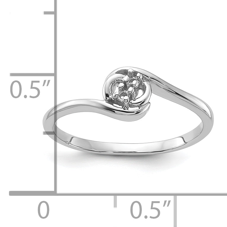 14k White Gold Polished Diamond Ring Mounting (No Stone Included)