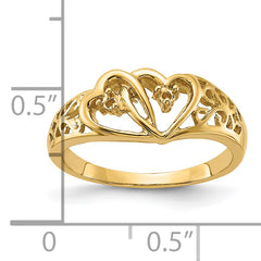 14k Polished .05ct. Diamond Heart Ring Mounting (No Stone Included)