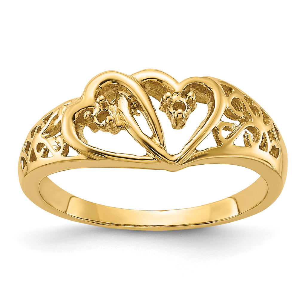 14k Polished .05ct. Diamond Heart Ring Mounting (No Stone Included)