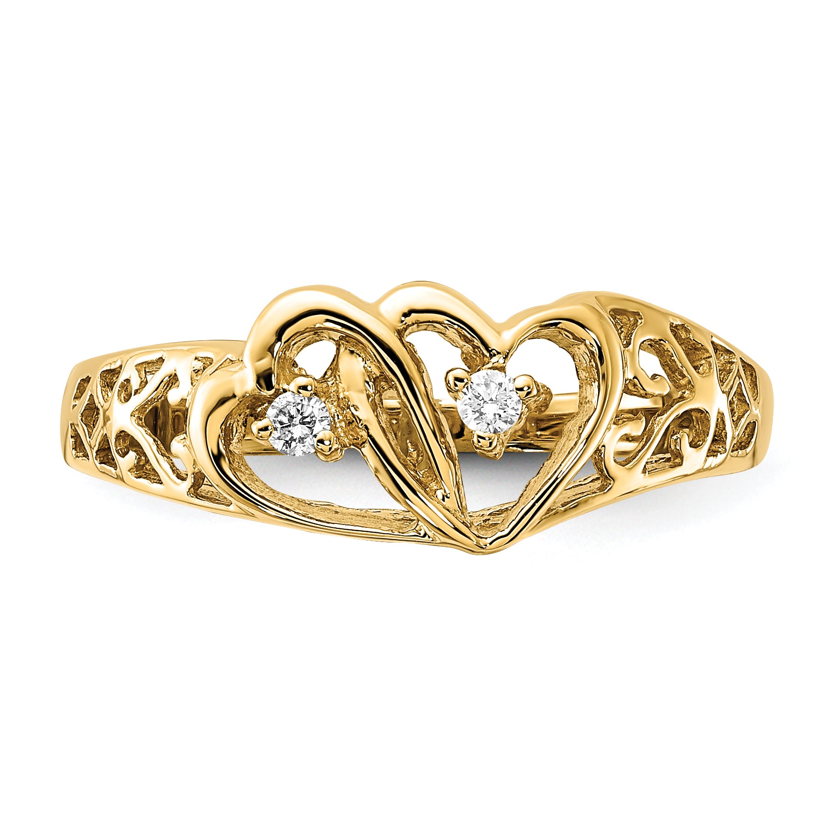 14k AA Diamond heart ring