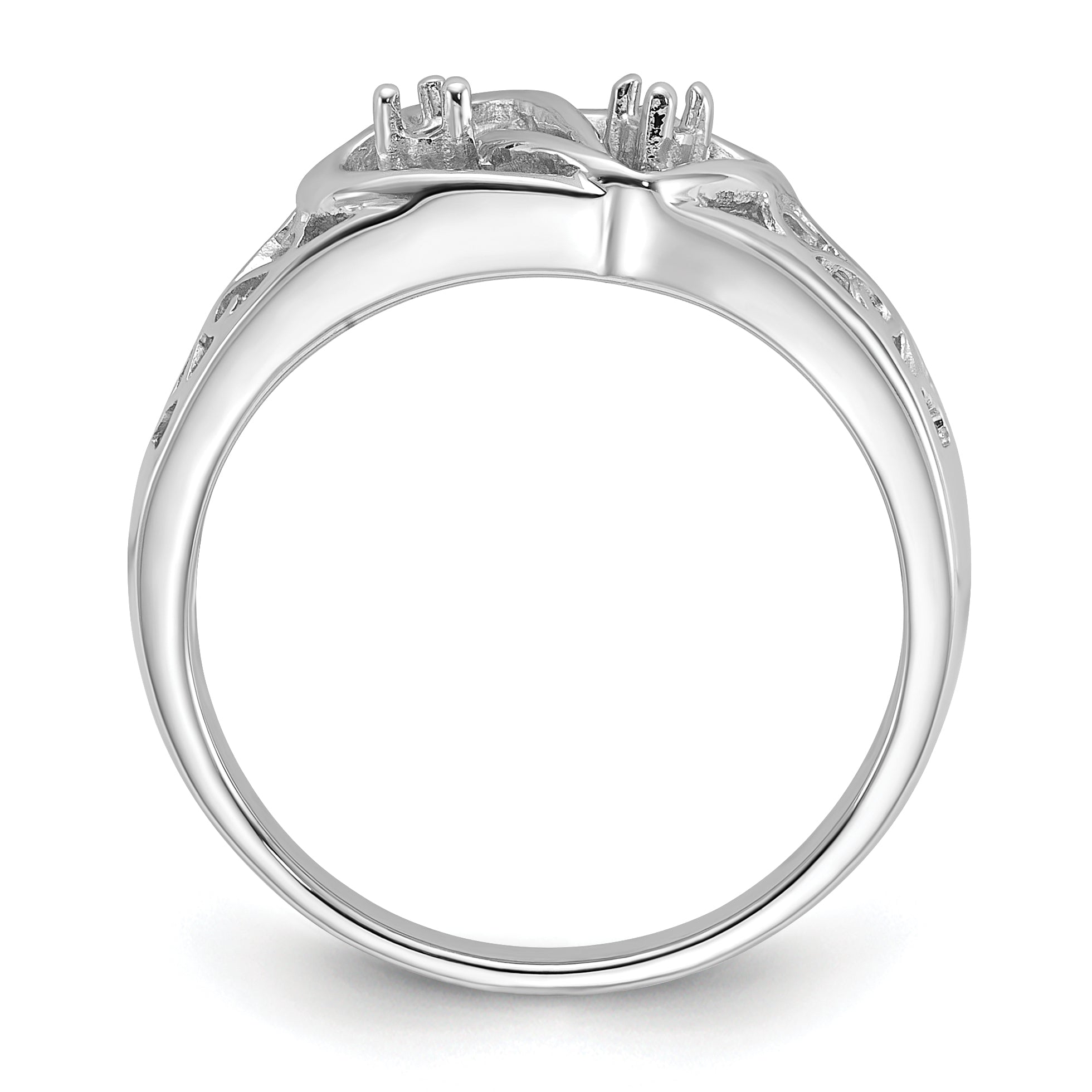 14k White Gold Polished .05ct. Diamond Heart Ring Mounting (No Stone Included)