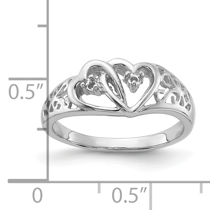 14k White Gold Polished .05ct. Diamond Heart Ring Mounting (No Stone Included)