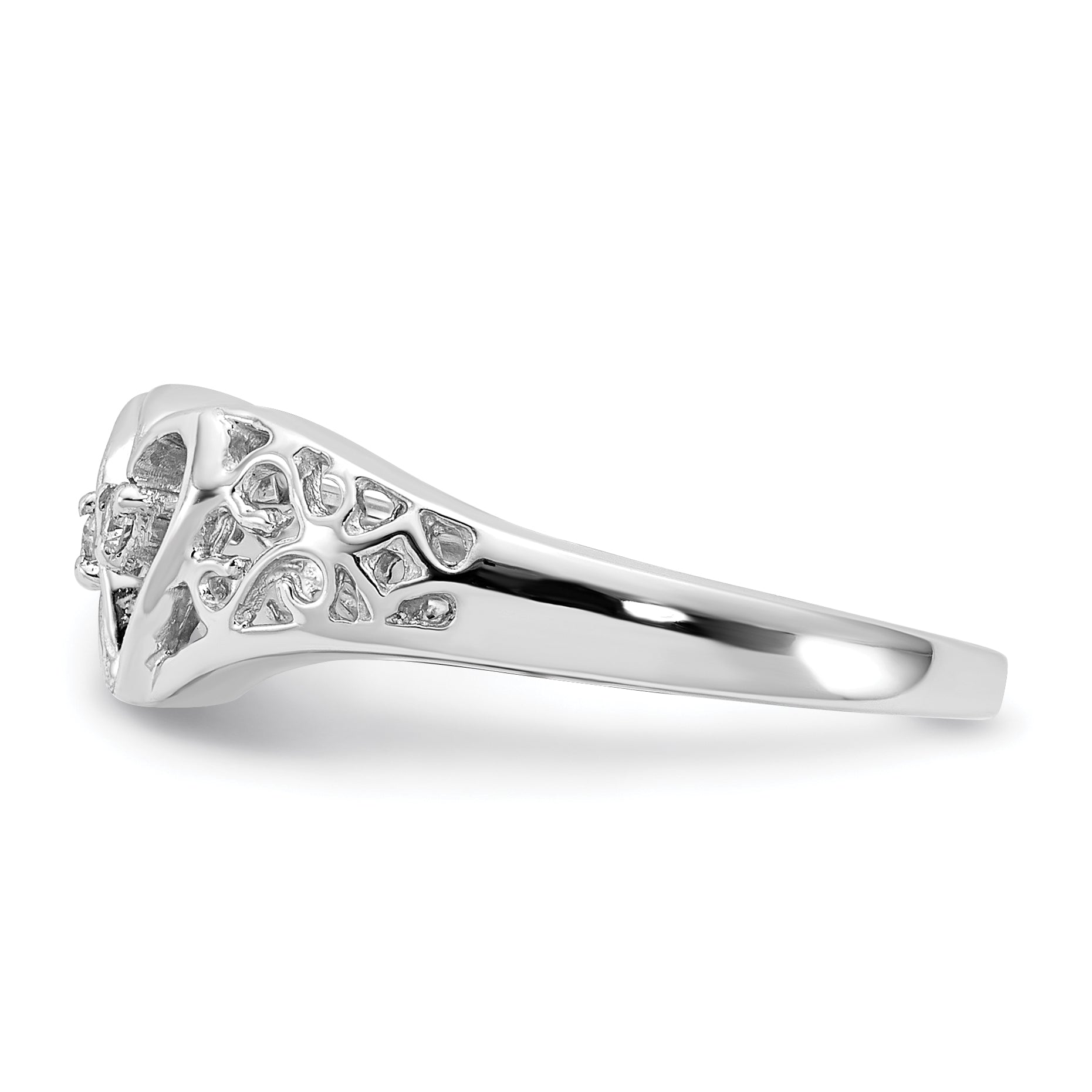 14k White Gold AA Diamond heart ring