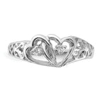 14k White Gold AA Diamond heart ring
