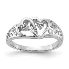 14k White Gold Polished .05ct. Diamond Heart Ring Mounting (No Stone Included)
