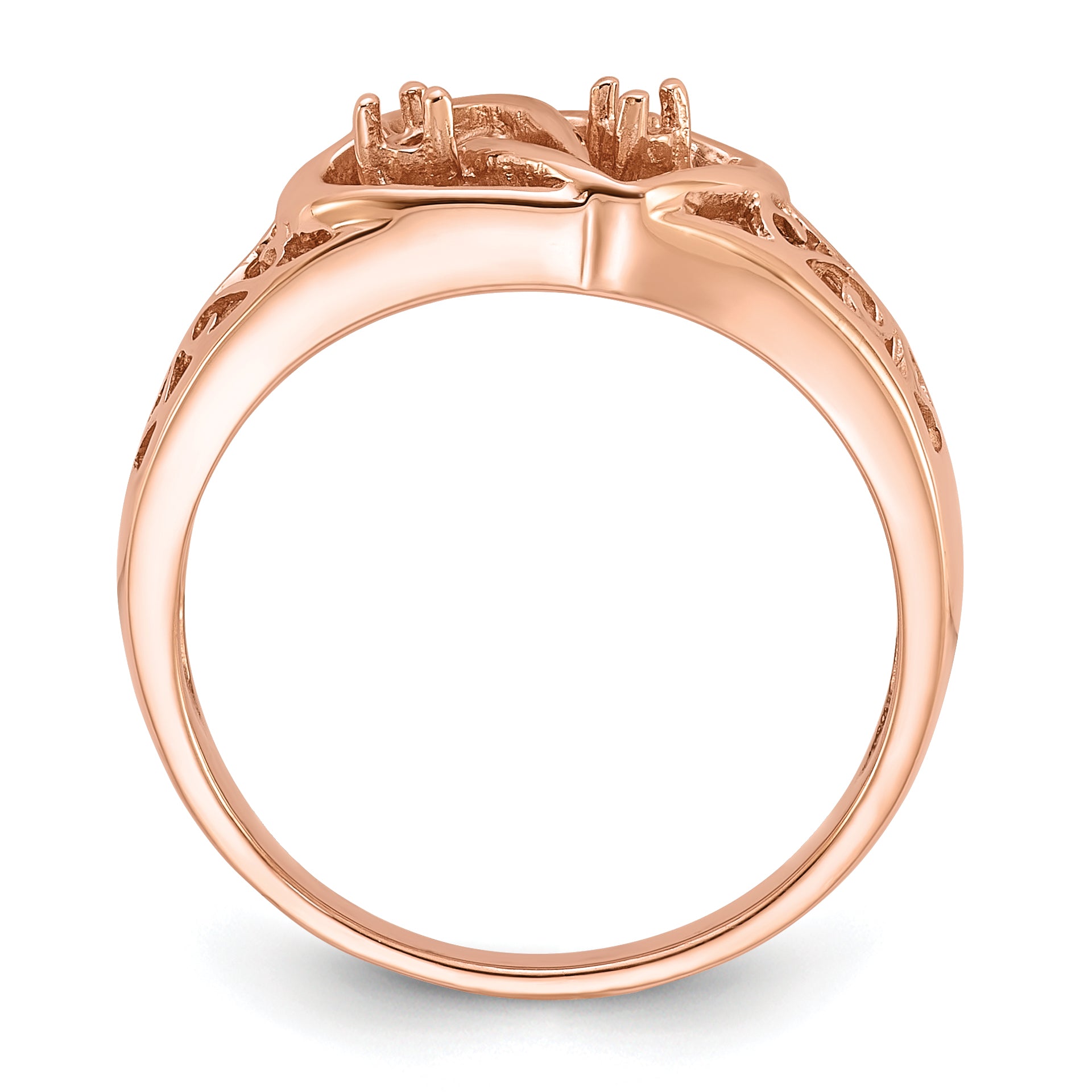 14k Rose Gold Polished .05ct. Diamond Heart Ring Mounting (No Stone Included)