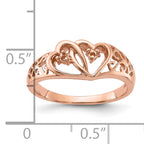 14k Rose Gold Polished .05ct. Diamond Heart Ring Mounting (No Stone Included)
