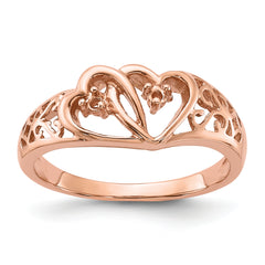 14k Rose Gold Polished .05ct. Diamond Heart Ring Mounting (No Stone Included)