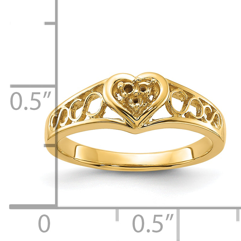 14k Polished .05ct. Diamond Heart Ring Mounting (No Stone Included)