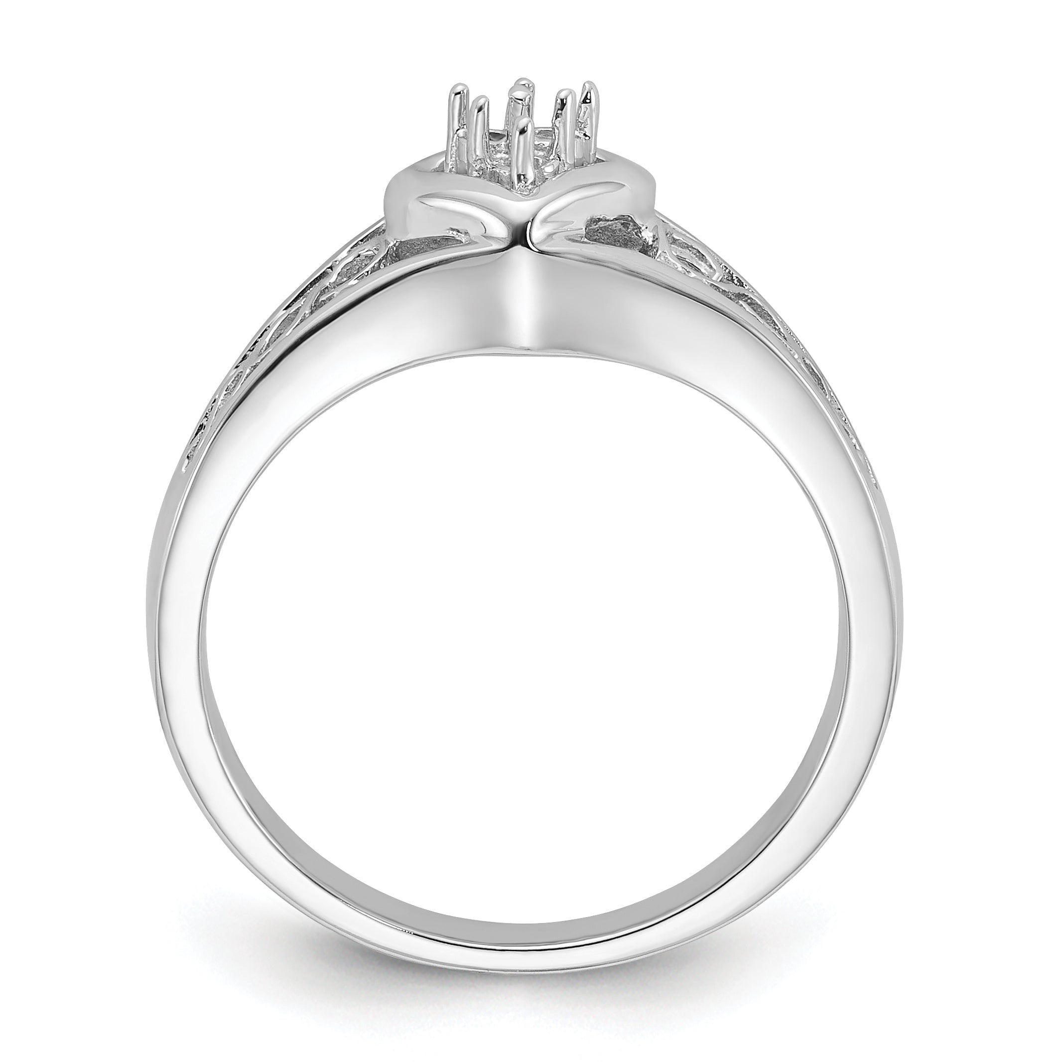 14k White Gold Polished .05ct. Diamond Heart Ring Mounting (No Stone Included)
