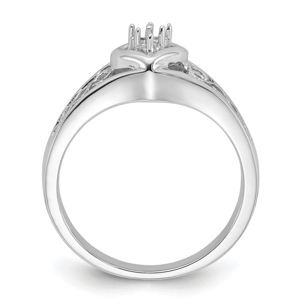 14k White Gold Polished .05ct. Diamond Heart Ring Mounting (No Stone Included)