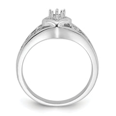 14k White Gold Polished .05ct. Diamond Heart Ring Mounting (No Stone Included)