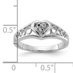 14k White Gold Polished .05ct. Diamond Heart Ring Mounting (No Stone Included)