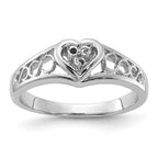 14k White Gold Polished .05ct. Diamond Heart Ring Mounting (No Stone Included)