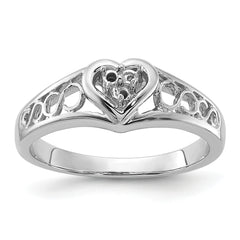 14k White Gold Polished .05ct. Diamond Heart Ring Mounting (No Stone Included)
