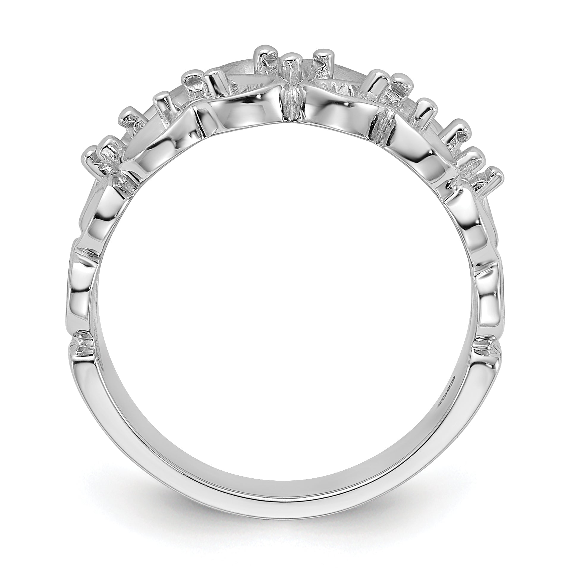 14k White Gold Polished .30ct. Diamond Heart Ring Mounting (No Stone Included)