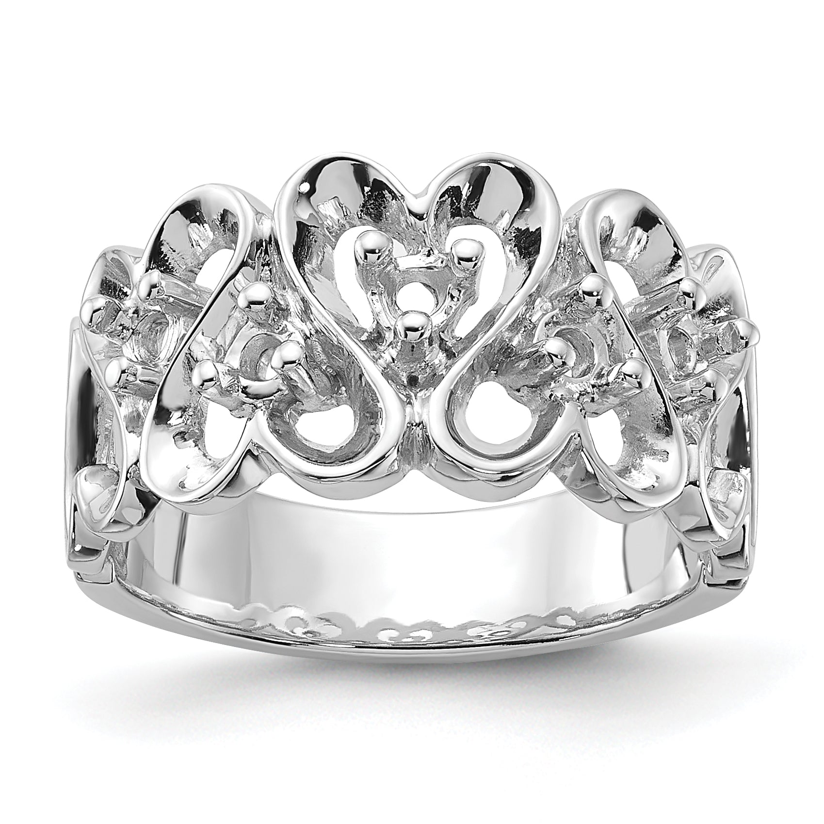 14k White Gold Polished .30ct. Diamond Heart Ring Mounting (No Stone Included) Main image