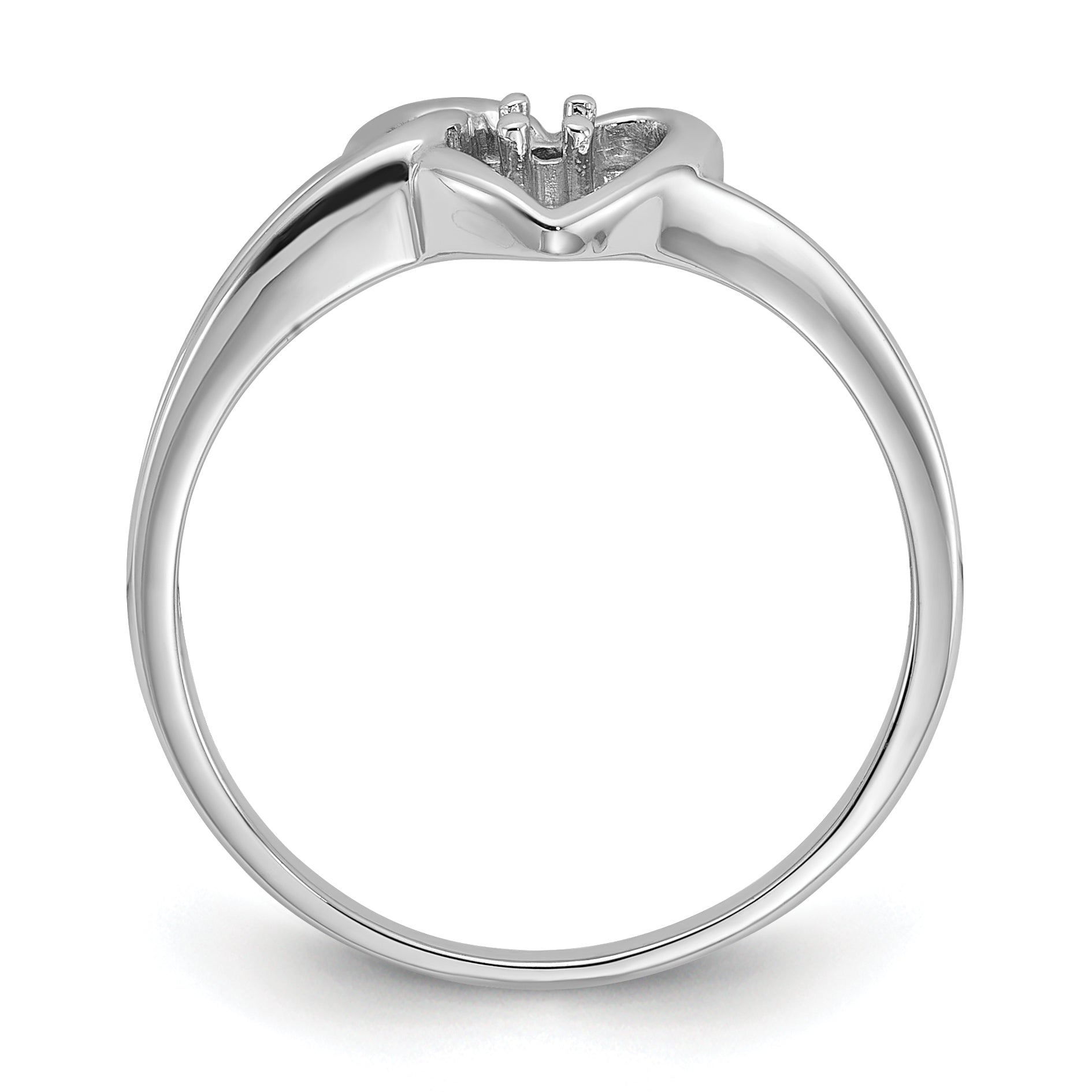 14k White Gold Polished .03ct. Diamond Heart Ring Mounting (No Stone Included)
