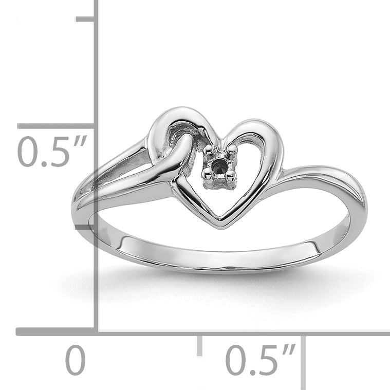 14k White Gold Polished .03ct. Diamond Heart Ring Mounting (No Stone Included)
