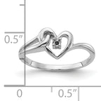 14k White Gold Polished .03ct. Diamond Heart Ring Mounting (No Stone Included)