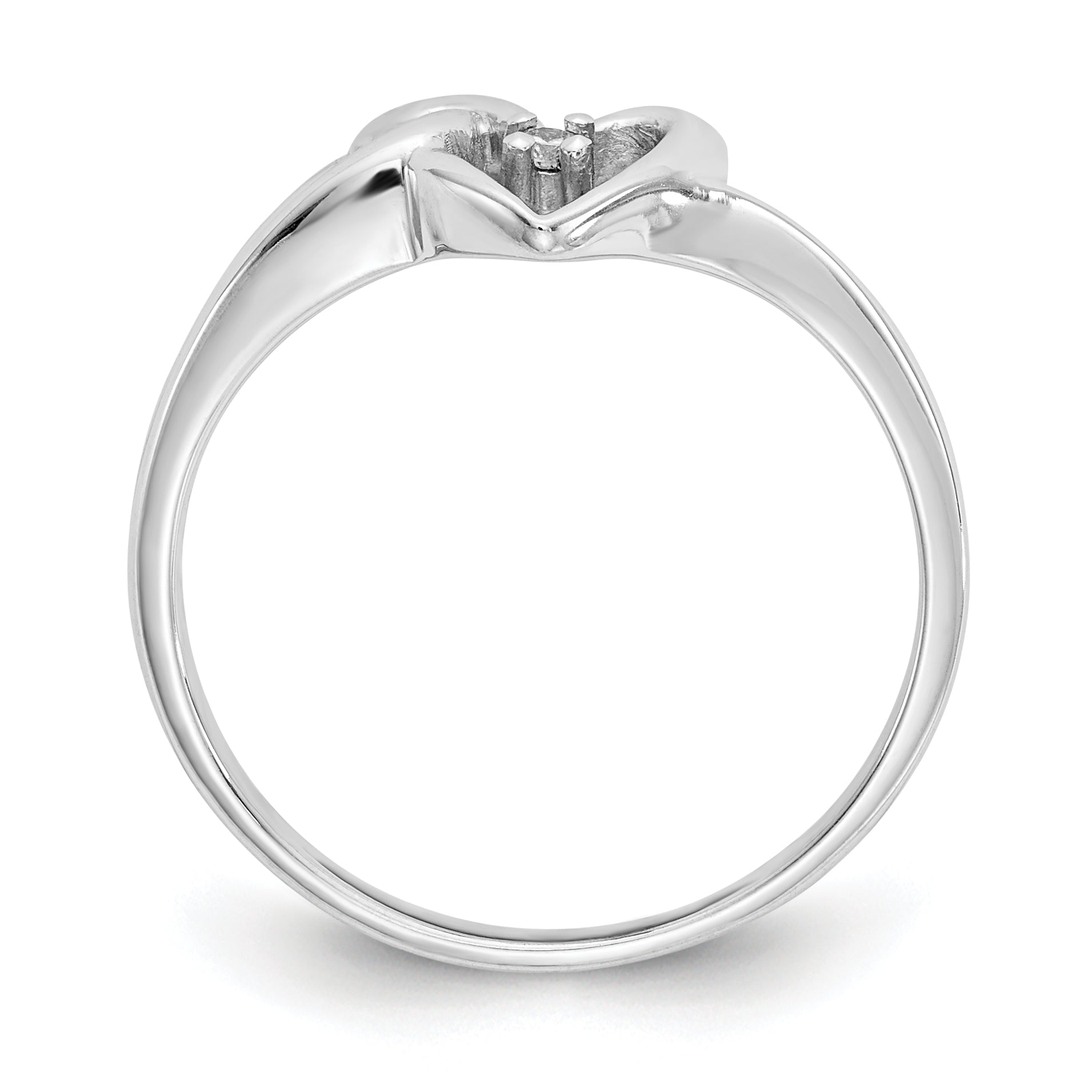 14k White Gold Polished AA Diamond heart ring Secondary image