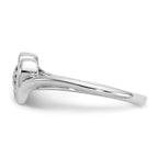 14k White Gold Polished AA Diamond heart ring