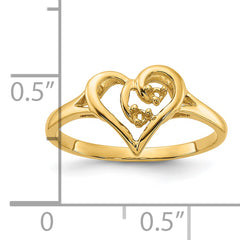 14k Polished .03ct. Diamond Heart Ring Mounting (No Stone Included)