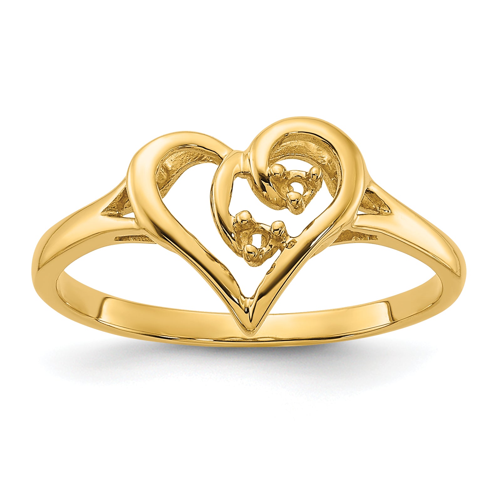 14k Polished .03ct. Diamond Heart Ring Mounting (No Stone Included)