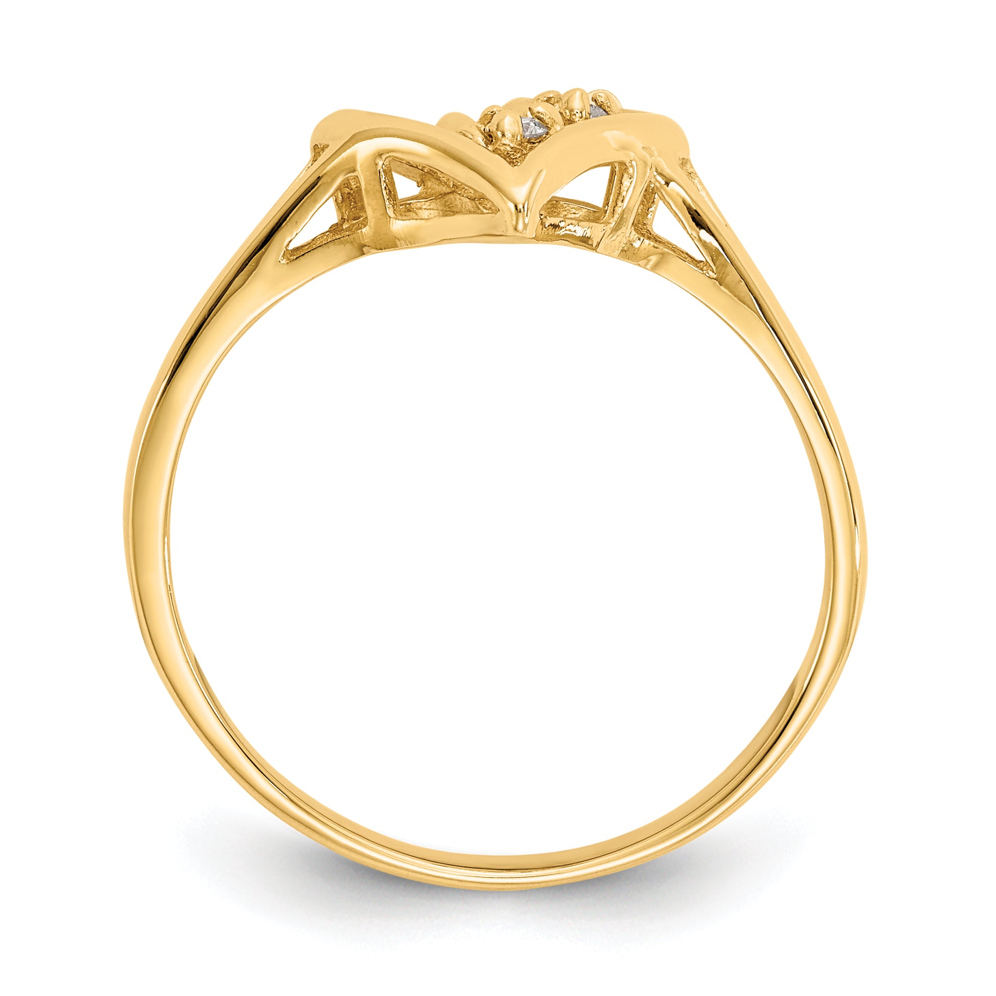 14k Polished AA Diamond heart ring