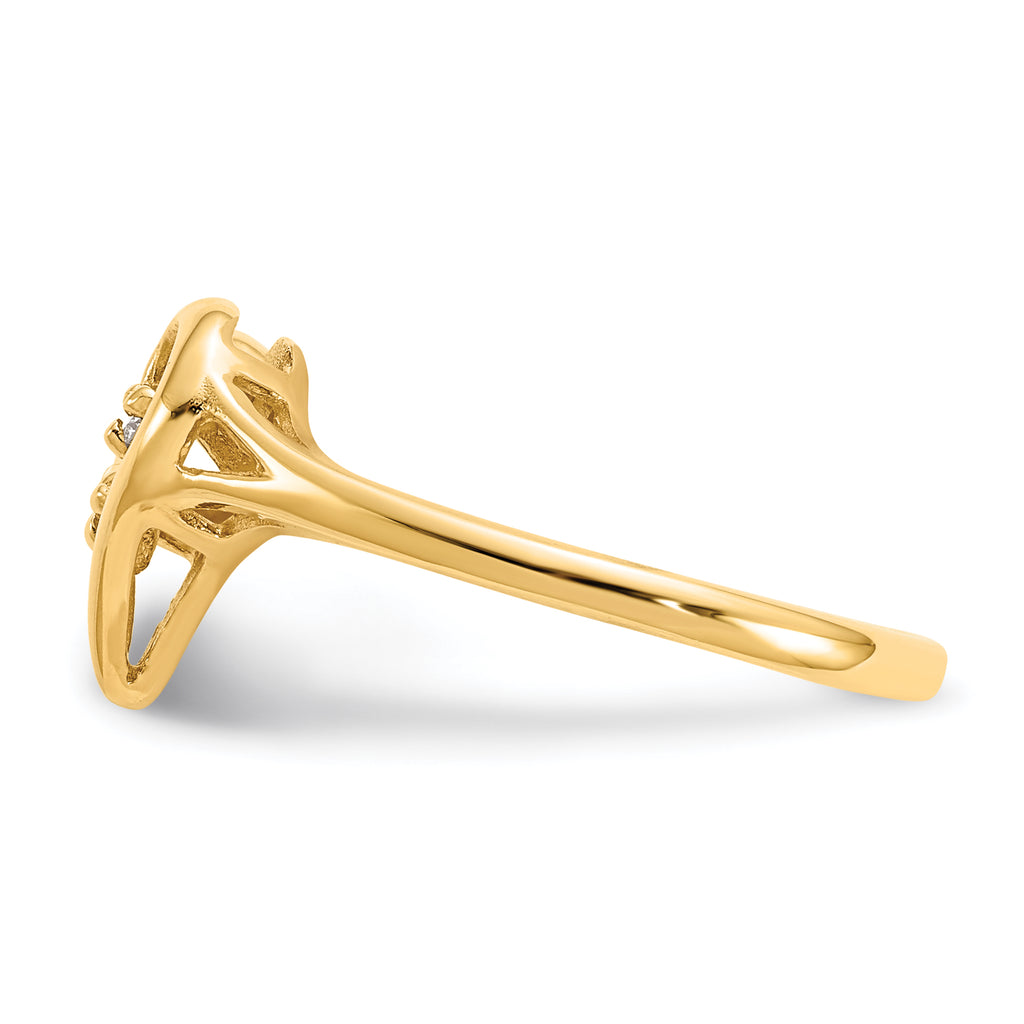 14k Polished AA Diamond heart ring