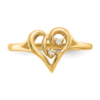 14k Polished AA Diamond heart ring