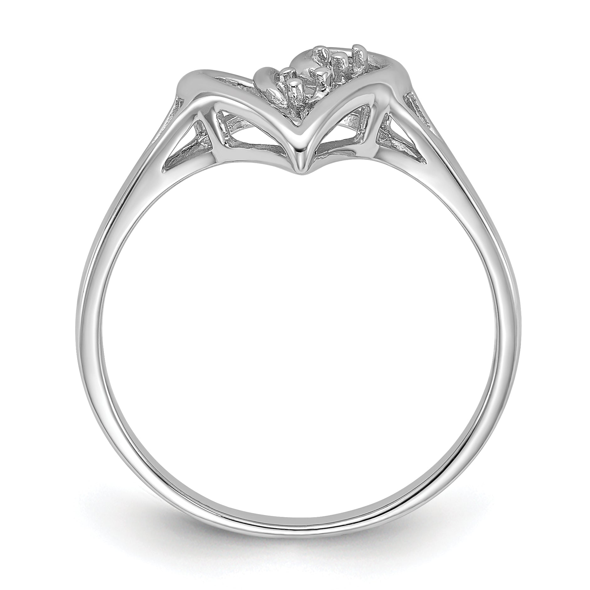 14k White Gold Polished Heart Ring Mounting (No Stone Included)