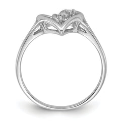 14k White Gold Polished Heart Ring Mounting (No Stone Included)