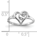 14k White Gold Polished Heart Ring Mounting (No Stone Included)