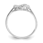 14k White Gold Polished AA Diamond Heart Ring