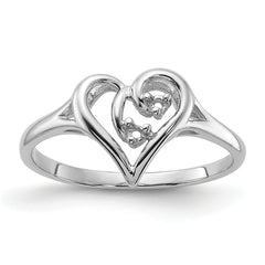 14k White Gold Polished Heart Ring Mounting (No Stone Included)