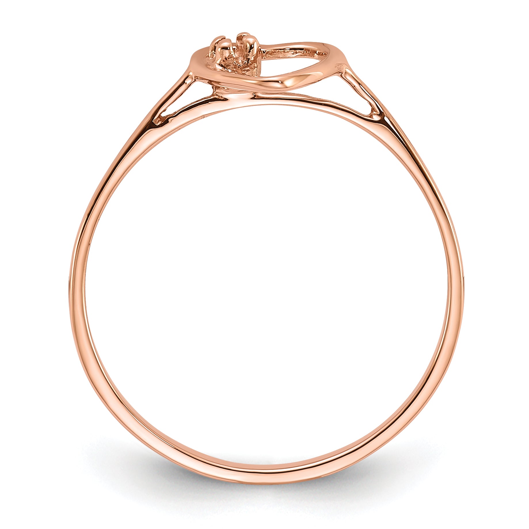 14k Rose Gold Polished .02ct. Diamond Heart Ring Mounting (No Stone Included)