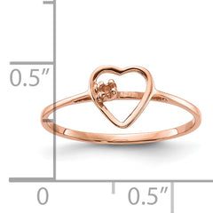 14k Rose Gold Polished .02ct. Diamond Heart Ring Mounting (No Stone Included)