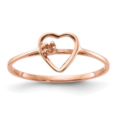 14k Rose Gold Polished .02ct. Diamond Heart Ring Mounting (No Stone Included)